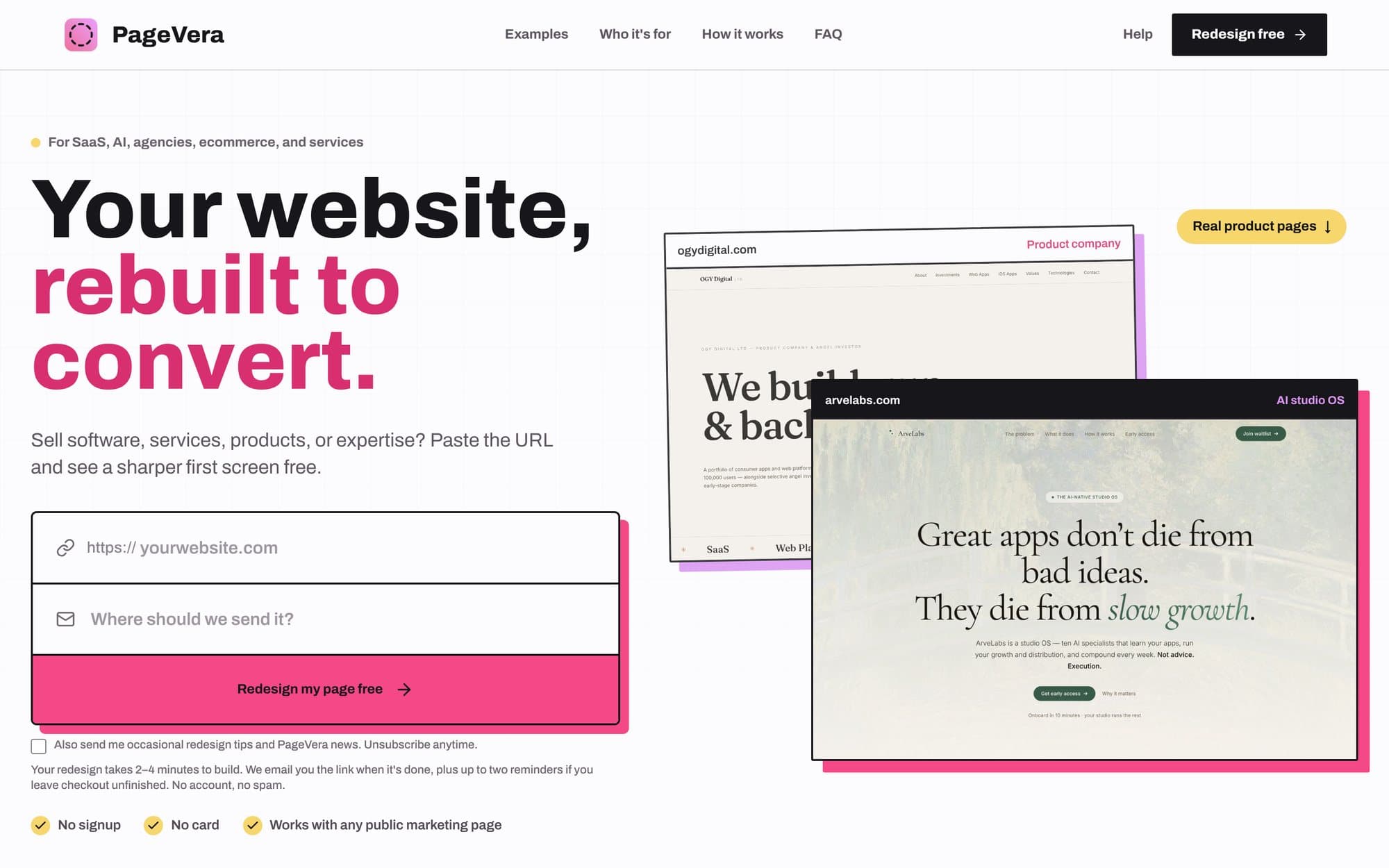 PageVera home page
